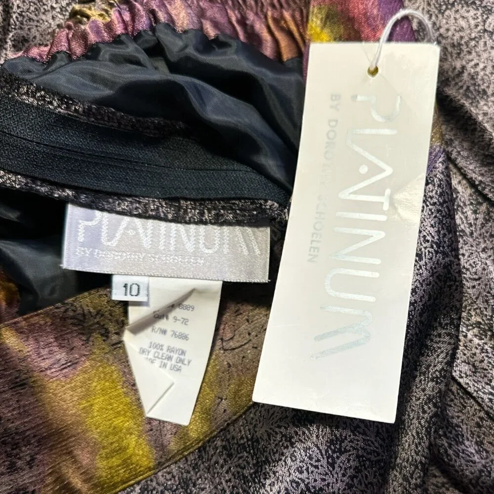 Platinum by Dorothy Schoelen Vintage Patterned Satin Pencil Skirt NOS NEW NWT 10